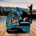 Custom Personalized Bass Fishing Cap with custom Name, Camo Appearance Water Blue NNH0118B01SA